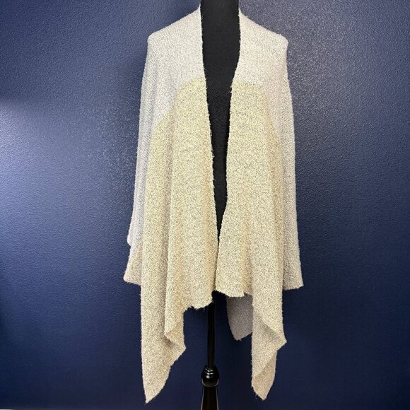 Vince Camuto Open Front Cozy Poncho Cardigan Sweater, Beige/Gray Colorblock, OS - Picture 1 of 8